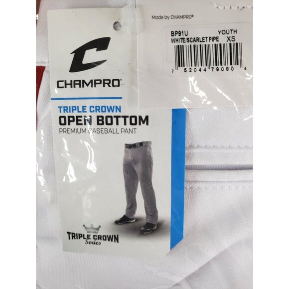 Champro Youth Triple Crown Open-Bottom Baseball Pants with Braid  Youth X-Small‎ - Picture 5 of 10